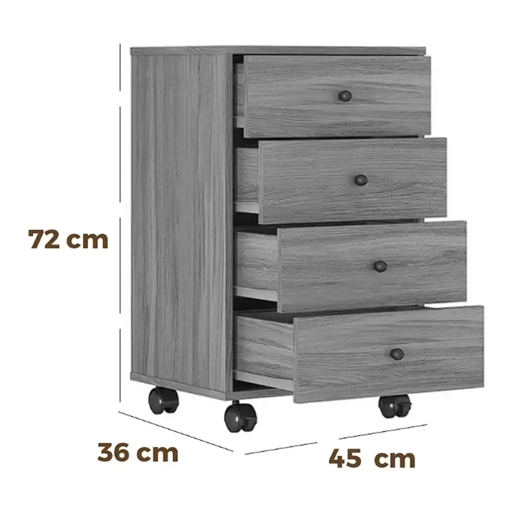 Mesa de Cabeceira Presence com 4 Gavetas Demobile - Imagem 2