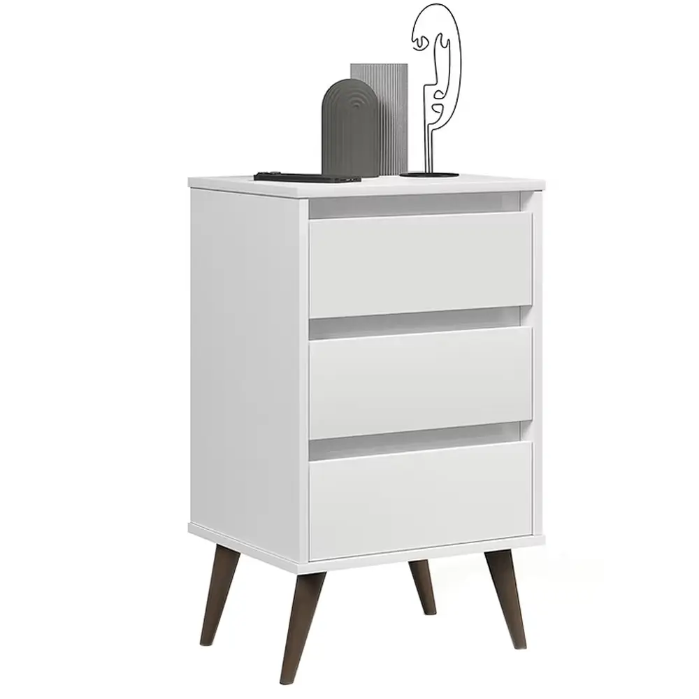 Mesa de Cabeceira Retro Wood com 3 Gavetas Ej