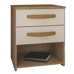 MESA DE CABECEIRA URUGUAI 2 GAVETAS ATUALLE COR CANELATO RÚSTICO NATURA OFF WHITE
