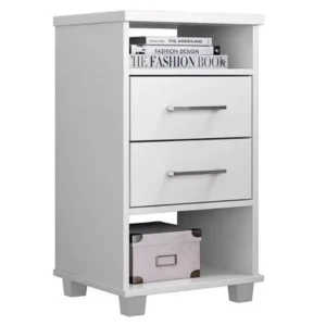 MESA DE CABECEIRA VALENTE COM 2 GAVETAS RUD RACK COR BRANCO