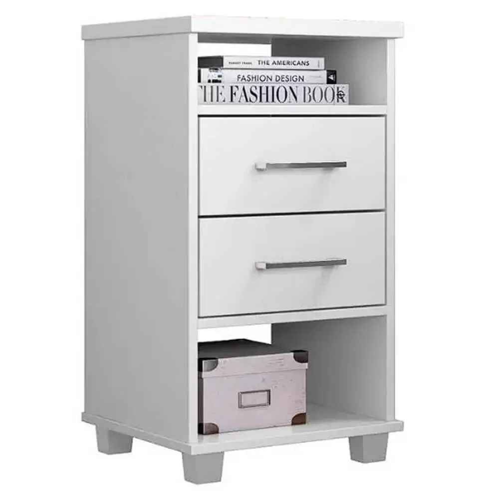 MESA DE CABECEIRA VALENTE COM 2 GAVETAS RUD RACK COR BRANCO