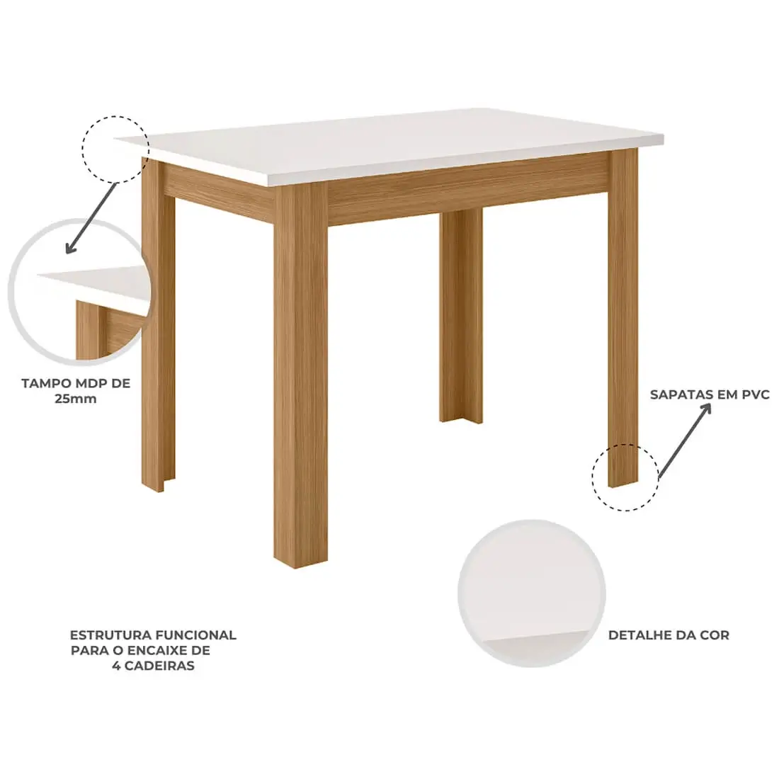 Mesa de Jantar Bellagio com 4 Cadeiras Poliman - Imagem 2