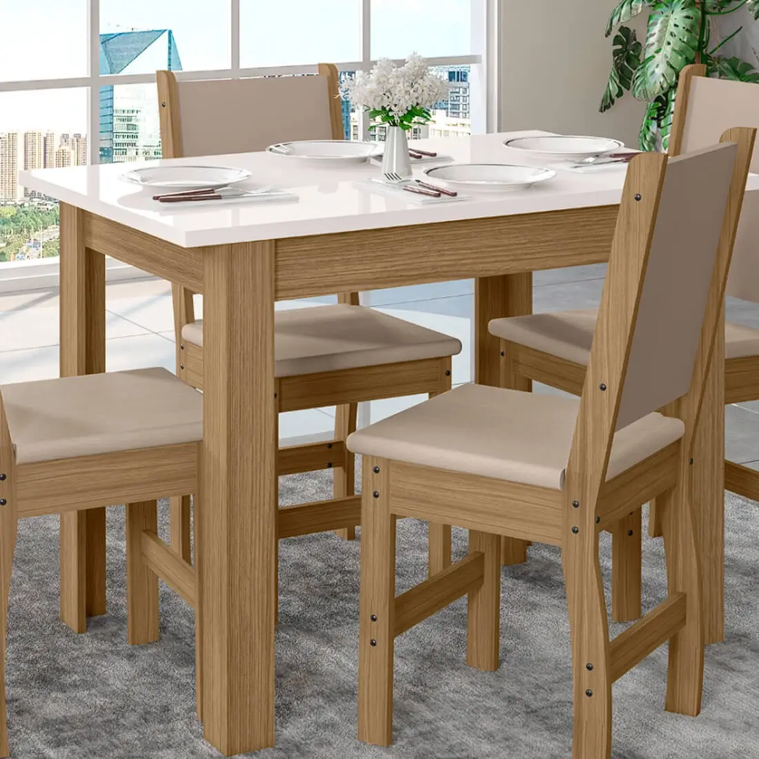 Mesa de Jantar Bellagio com 4 Cadeiras Poliman - Imagem 3