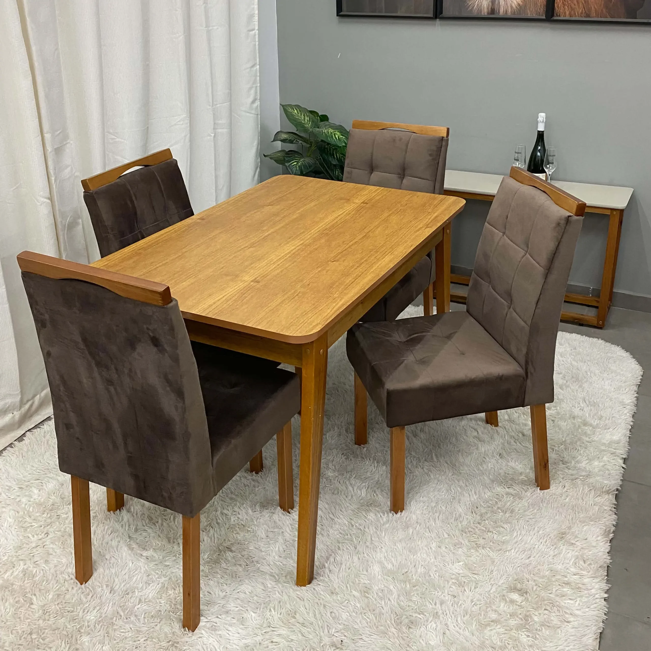 Mesa de Jantar Elegance 120x80 Sem Vidro 4 Cadeiras Nicole Jcm Cinamomo - Imagem 3