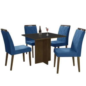 Mesa de Jantar Los Angeles 120x80cm com 4 Cadeiras Minas Plac