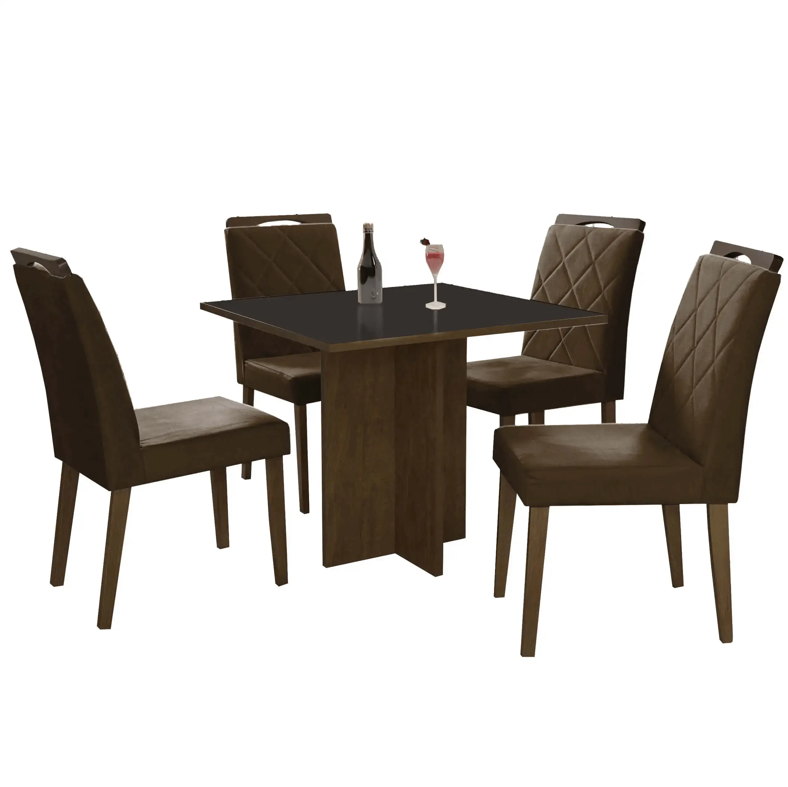 Mesa de Jantar Los Angeles 90x90cm em Linho com 4 Cadeiras Minas Plac - Imagem 7