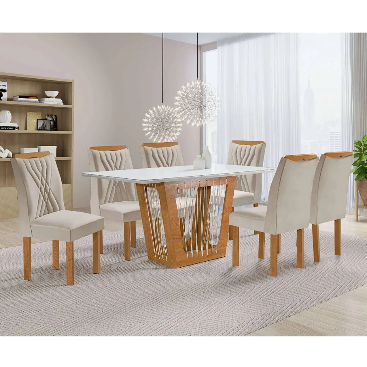 Mesa de Jantar Marselha 160x80cm com 6 Cadeiras Cel Móveis - Image 4