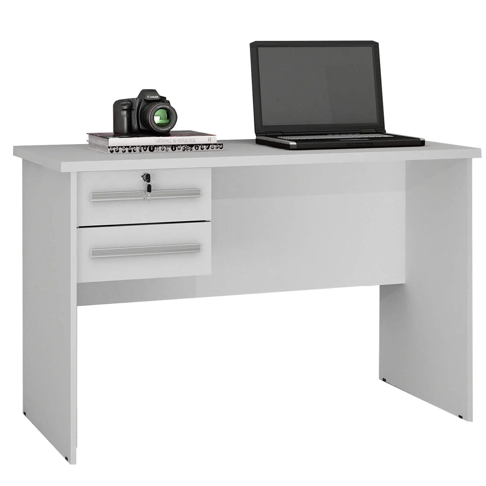 MESA DE COMPUTADOR BYTE ESCRIVANINHA 2 GAVETAS VALDEMÓVEIS COR BRANCO