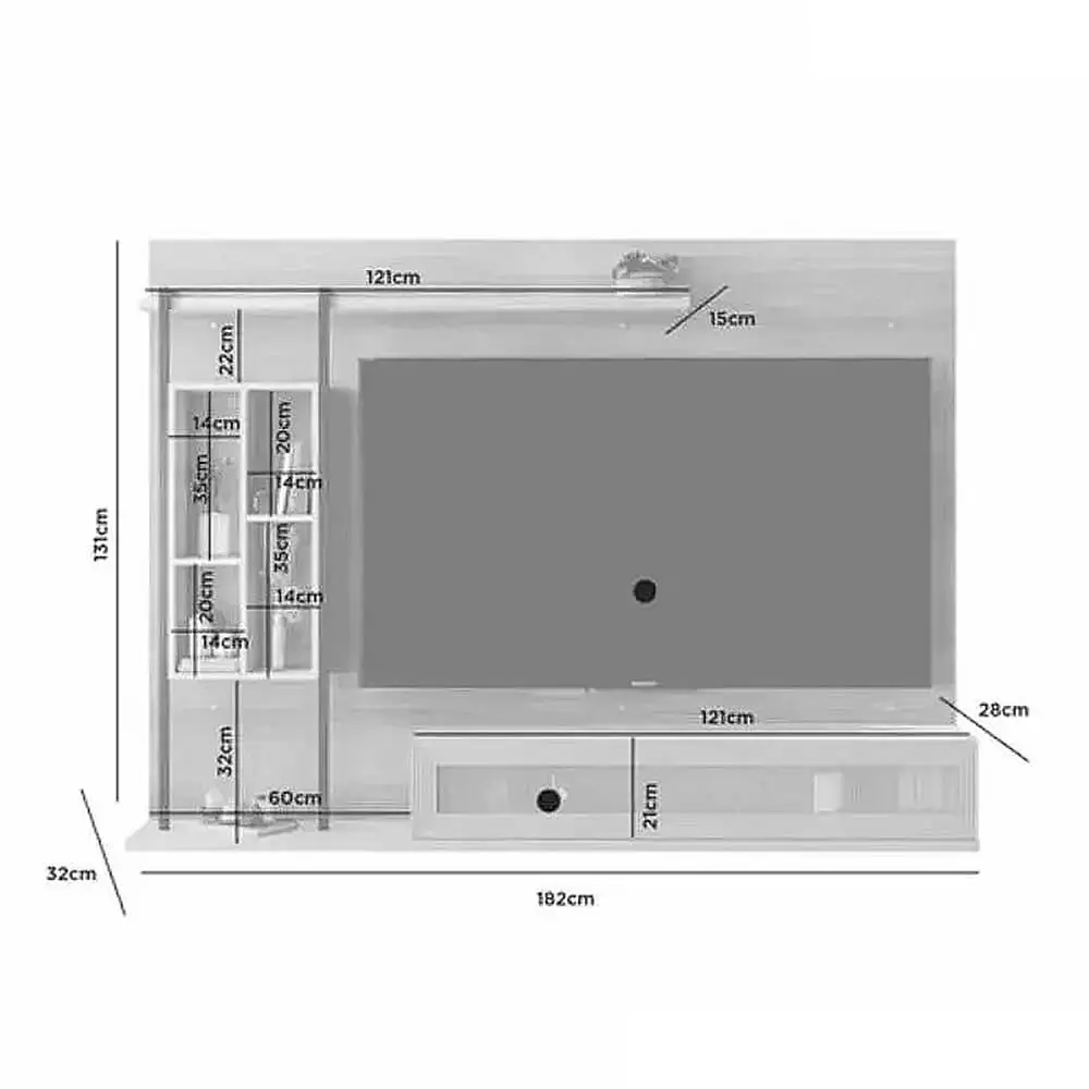 Painel Autentico para Tv Até 60 Polegadas 1 Porta Jcm - Imagem 4