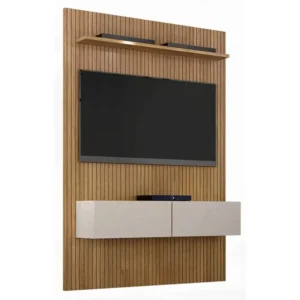PAINEL CURITIBA COM NICHO 134CM PARA TV ATÉ 50 POLEGADAS VALDEMOVEIS COR CINAMOMO OFF WHITE