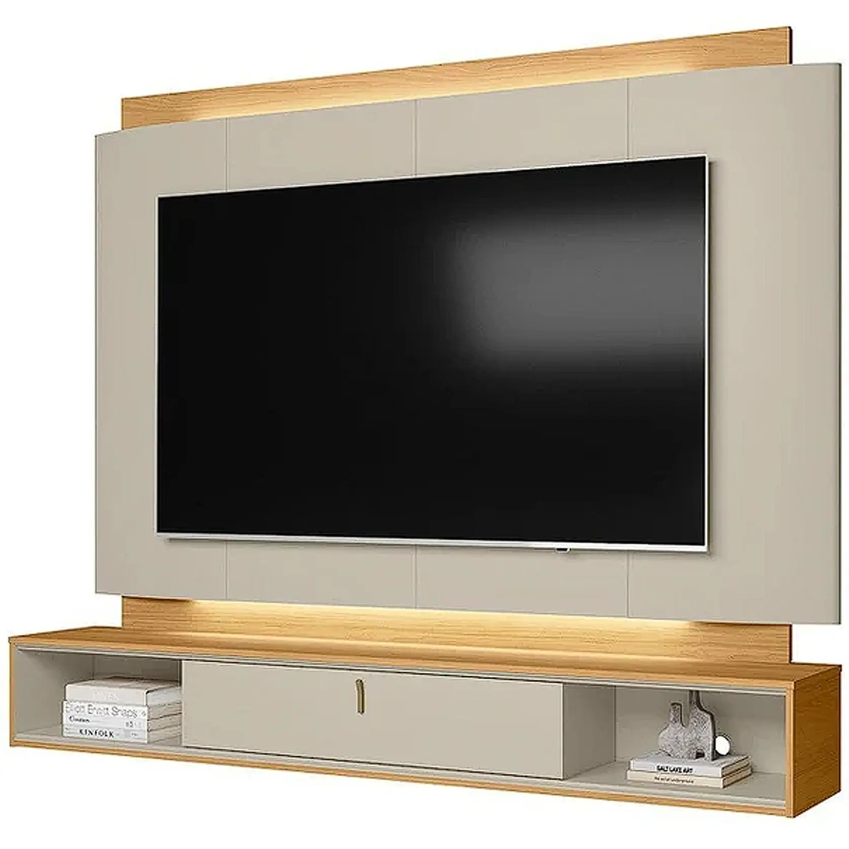 PAINEL HAVANA PARA TV ATÉ 75 POLEGADAS COM LED 1 PORTA LINEA COR OFF WHITE TAUARI