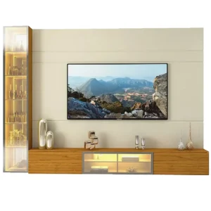 PAINEL LUMINARE PARA TV ATÉ 85 POLEGADAS COM LED 4 PORTAS GELIUS COR OFF WHITE NATURALE