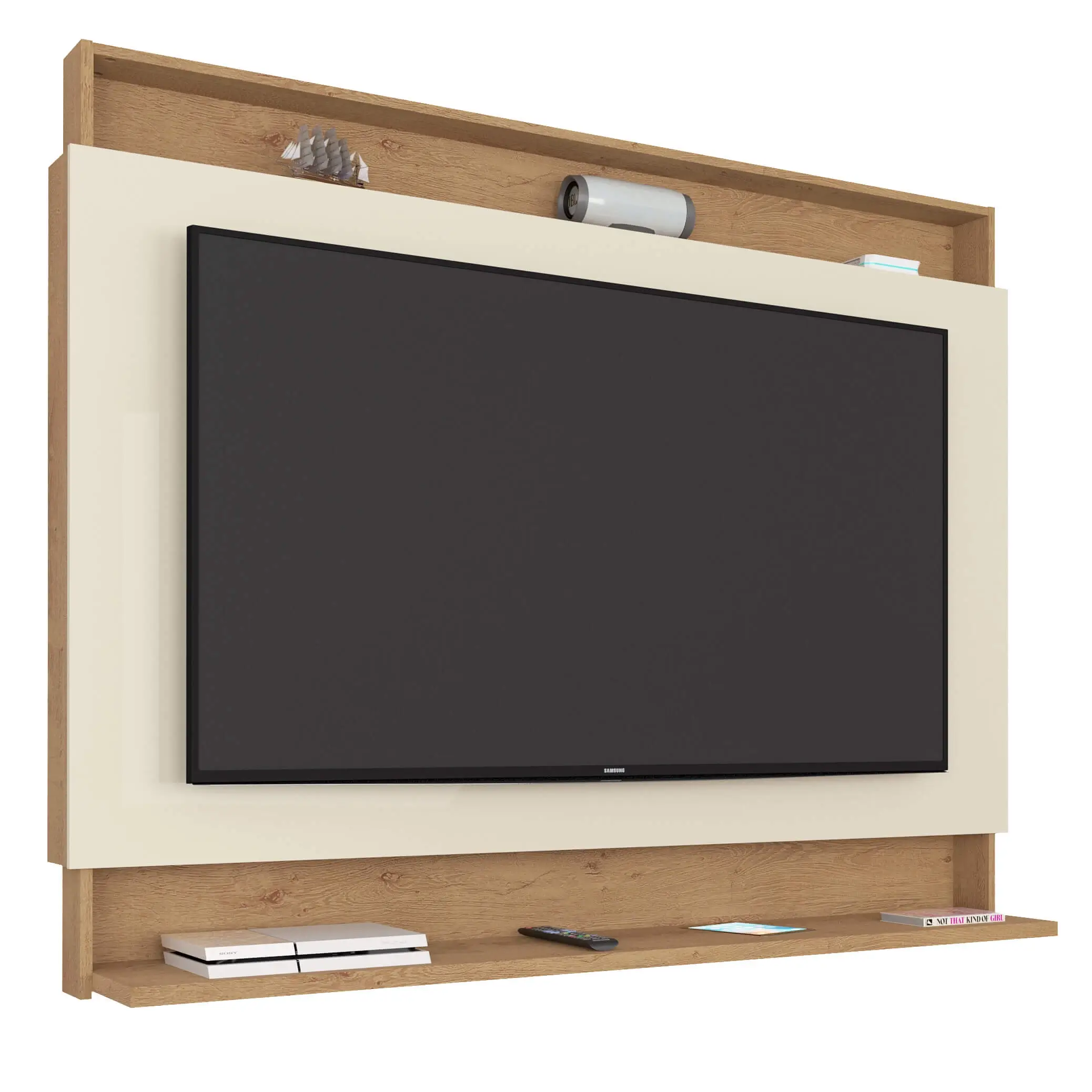 PAINEL MADRI NEW PARA TV ATÉ 50 POLEGADAS ATUALLE COR CANELATO RÚSTICO NATURA OFF WHITE