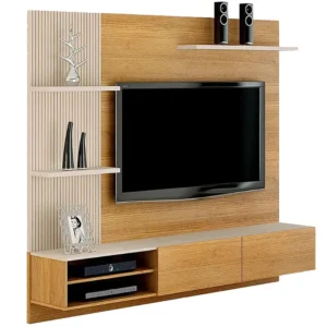 PAINEL MONTANA PARA TV ATÉ 65 POLEGADAS VALDEMOVEIS CINAMOMO OFF WHITE COR CINAMOMO OFF WHITE
