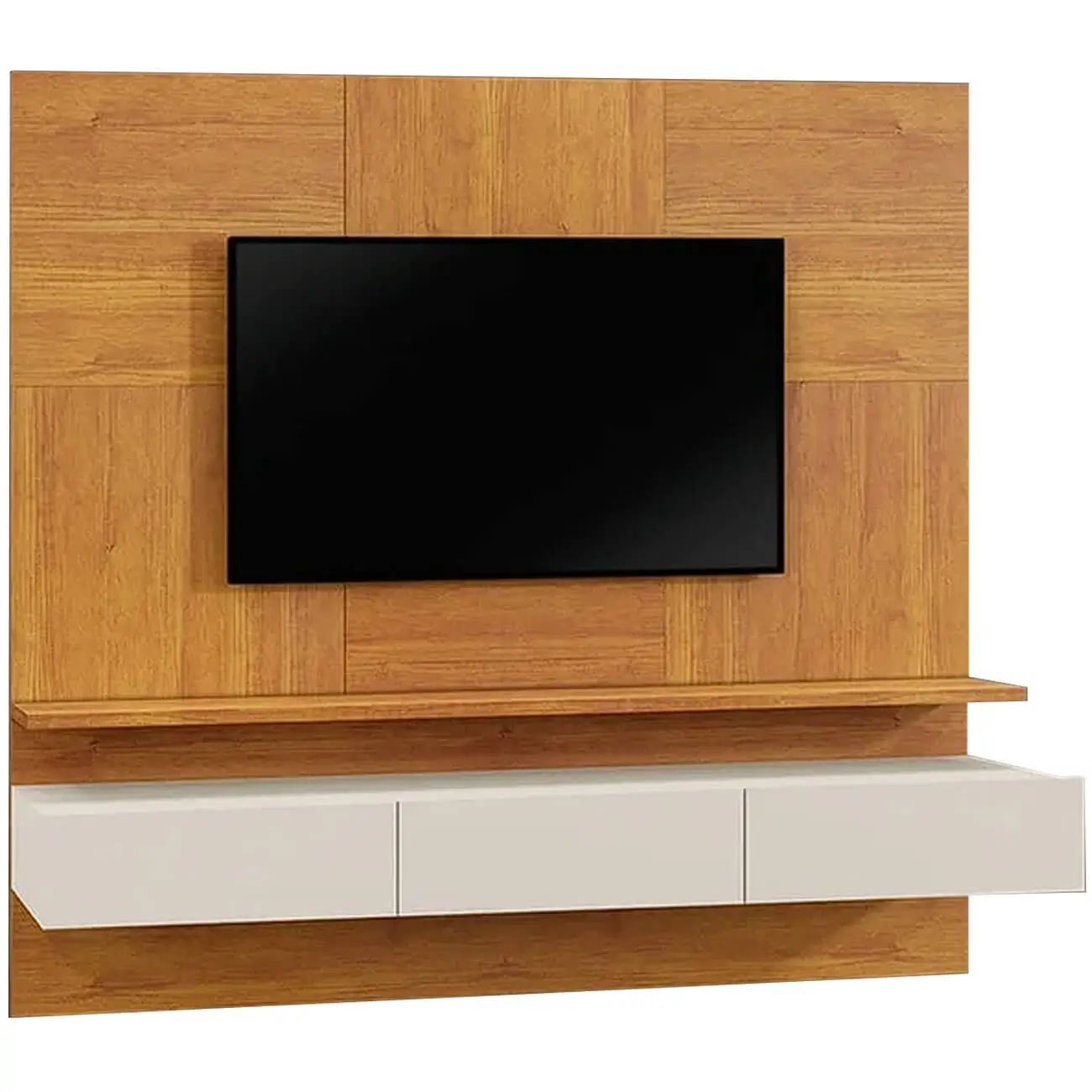 PAINEL NAPOLES COM NICHO PARA TV ATÉ 75 POLEGADAS 3 PORTAS MAVAULAR COR NATURALE OFF WHITE