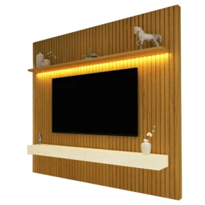 PAINEL NOBRE COM NICHO 185CM HOME PARA TV ATÉ 75 POLEGADAS COM LED GELIUS NATURALE OFF WHITE COR NATURALE OFF WHITE