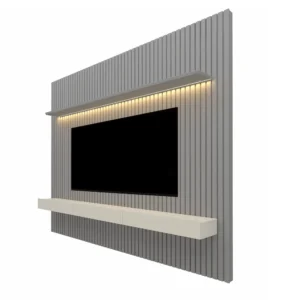 PAINEL NOBRE COM NICHO 230CM HOME PARA TV ATÉ 85 POLEGADAS COM LED GELIUS COR CINZA OFF WHITE