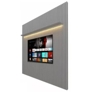 PAINEL NOBRE SEM NICHO 230CM PARA TV ATÉ 85 POLEGADAS COM LED GELIUS COR CINZA