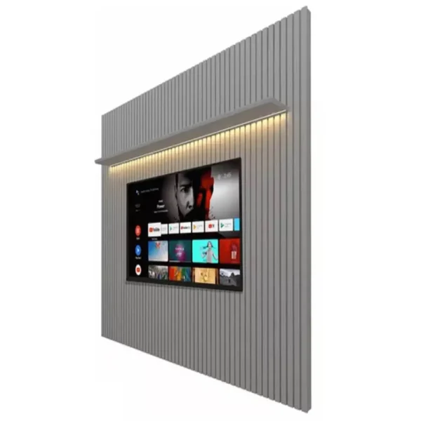 PAINEL NOBRE SEM NICHO 230CM PARA TV ATÉ 85 POLEGADAS COM LED GELIUS COR CINZA