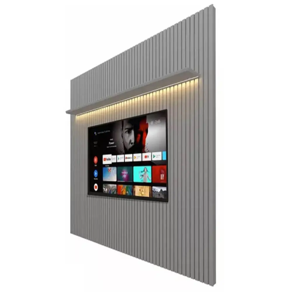 PAINEL NOBRE SEM NICHO 230CM PARA TV ATÉ 85 POLEGADAS COM LED GELIUS COR CINZA