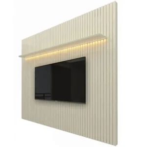 PAINEL NOBRE SEM NICHO 230CM PARA TV ATÉ 85 POLEGADAS COM LED GELIUS COR OFF WHITE