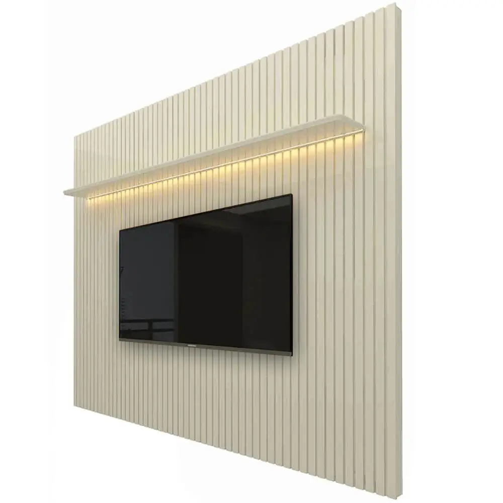 PAINEL NOBRE SEM NICHO 230CM PARA TV ATÉ 85 POLEGADAS COM LED GELIUS COR OFF WHITE