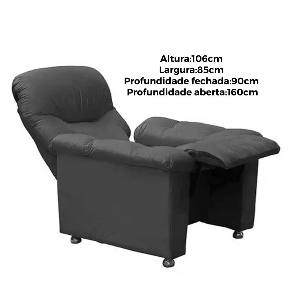 Poltrona Virtus Reclinável Tecido Veludo Matrix - Imagem 2