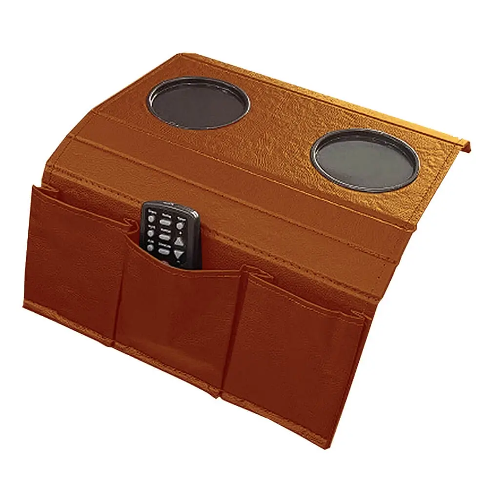 PORTA COPOS PARA SOFÁ COM 3 COMPARTIMENTOS NA LATERAL COR COBRE