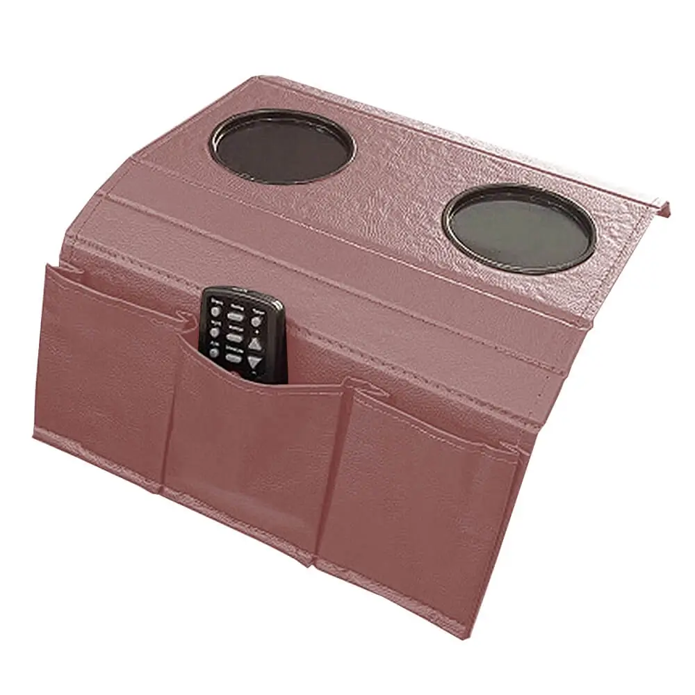 PORTA COPOS PARA SOFÁ COM 3 COMPARTIMENTOS NA LATERAL COR ROSÊ