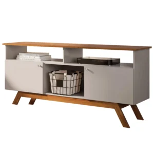 RACK AMSTERDA PARA TV ATÉ 50 POLEGADAS 2 PORTAS TEBARROT COR OFF WHITE NATURE