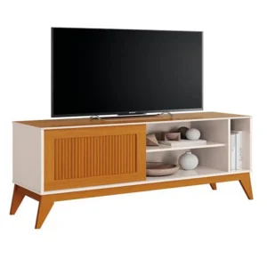 RACK ARUBA PARA TV ATÉ 55 POLEGADAS 1 PORTA DE CORRER EDN COR OFF WHITE CEDRO
