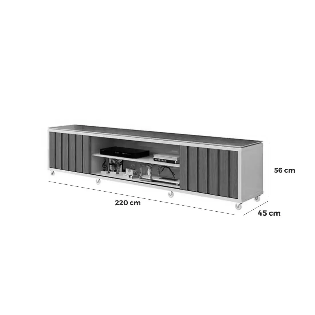 Rack Brise 220cm para Tv Até 75 Polegadas 2 Portas Ripado Edn - Imagem 2