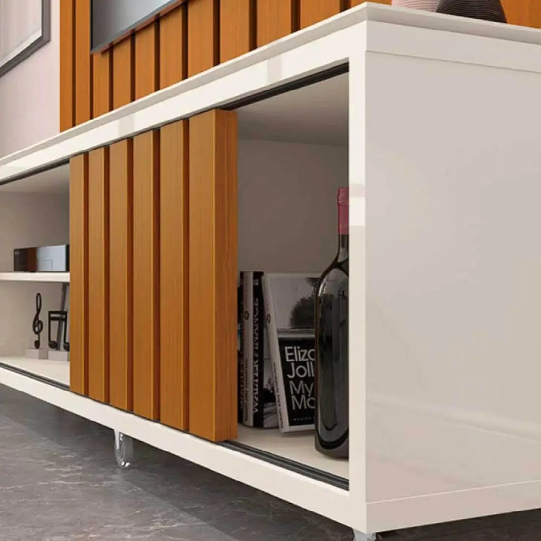 Rack Brise 220cm para Tv Até 75 Polegadas 2 Portas Ripado Edn - Imagem 3