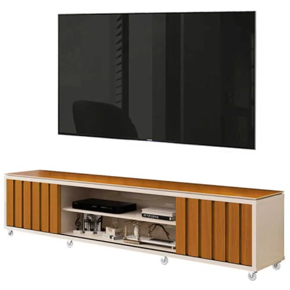 Rack Brise 220cm para Tv Até 75 Polegadas 2 Portas Ripado Edn
