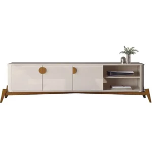RACK BURITI 195CM PARA TV ATÉ 70 POLEGADAS 3 PORTAS JB BECHARA COR OFF WHITE