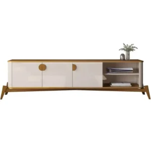 RACK BURITI 195CM PARA TV ATÉ 70 POLEGADAS 3 PORTAS JB BECHARA COR OFF WHITE NATURE