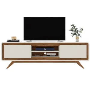 RACK CHANNEL 150CM PARA TV ATÉ 50 POLEGADAS 2 PORTAS FABRIMÓVEIS COR OFF WHITE NATURE