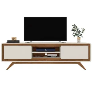 RACK CHANNEL 180CM PARA TV ATÉ 60 POLEGADAS 2 PORTAS FABRIMÓVEIS COR OFF WHITE NATURE