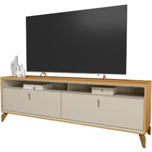 RACK DUBAI 180CM PARA TV ATÉ 75 POLEGADAS 2 PORTAS LINEA COR TAUARI OFF WHITE