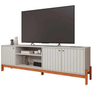 RACK HOLANDA PARA TV ATÉ 70 POLEGADAS RIPADO 3 PORTAS PERMOBILI COR OFF WHITE CINAMOMO