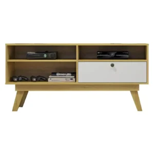 RACK HOUSTON PARA TV ATÉ 50 POLEGADAS 1 PORTA VALDEMÓVEIS COR CINAMOMO OFF WHITE