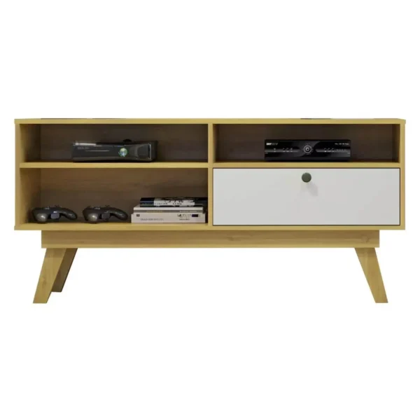 RACK HOUSTON PARA TV ATÉ 50 POLEGADAS 1 PORTA VALDEMÓVEIS COR CINAMOMO OFF WHITE
