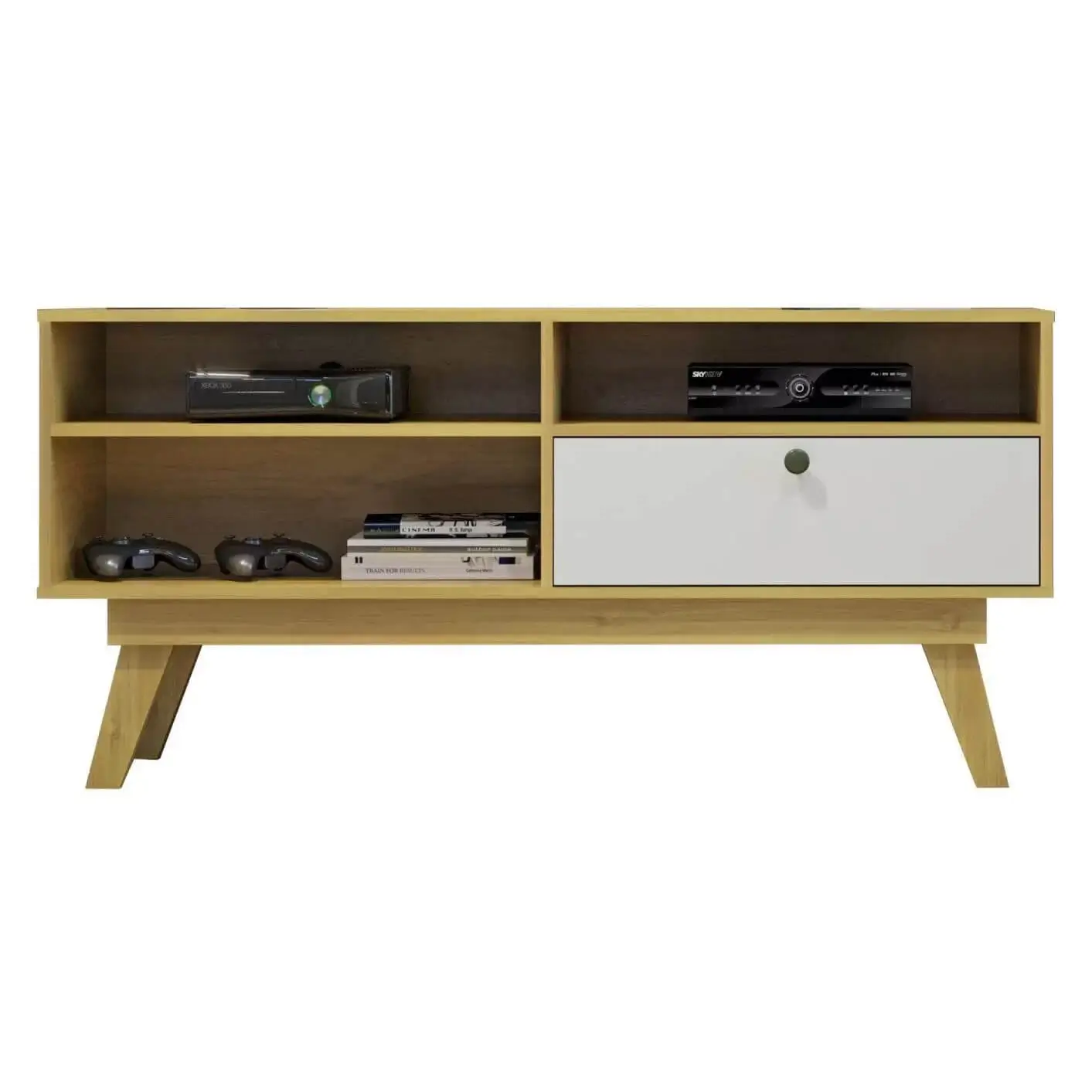RACK HOUSTON PARA TV ATÉ 50 POLEGADAS 1 PORTA VALDEMÓVEIS COR CINAMOMO OFF WHITE