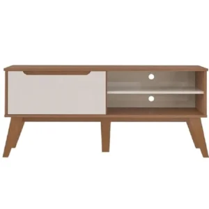 RACK LOTUS PARA TV ATÉ 60 POLEGADAS COM 1 PORTA ARTELY COR CINAMOMO OFF WHITE