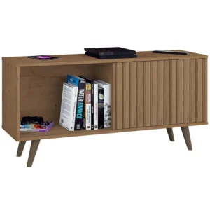 RACK MALAGA PARA TV ATÉ 55 POLEGADAS 1 PORTA ATUALLE COR CANELATO RÚSTICO 3D NATURA OFF WHITE