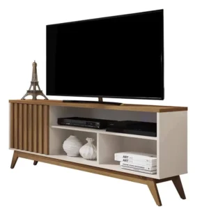 RACK MALBEC WOOD PARA TV ATÉ 55 POLEGADAS 1 PORTA RIPADO GIGA COR OFF WHITE FREIJÓ