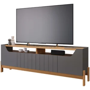 RACK MOEMA PARA TV ATÉ 70 POLEGADAS 4 PORTAS PERMOBILI COR GRAFITE NATURE