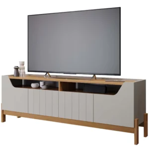 RACK MOEMA PARA TV ATÉ 70 POLEGADAS 4 PORTAS PERMOBILI COR OFF WHITE NATURE