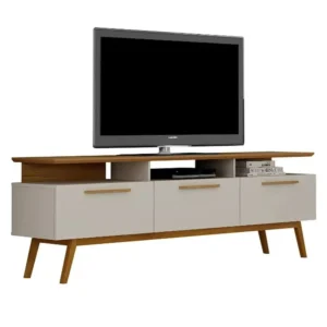RACK SÃO PAULO PARA TV ATÉ 70 POLEGADAS 3 PORTAS VALDEMOVEIS COR OFF WHITE CINAMOMO