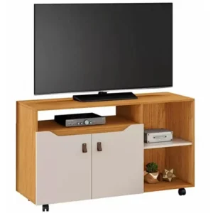 RACK SELETO PARA TV ATÉ 49 POLEGADAS 2 PORTAS JCM COR CINAMOMO OFF WHITE